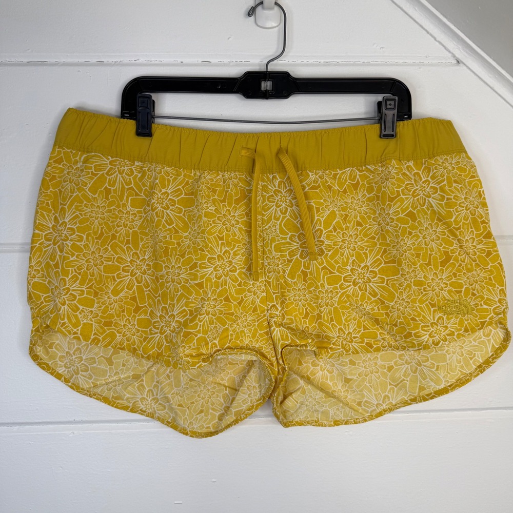 The‎ North Face XL Class V Mini Shorts Yellow Floral Athletic Shorts NEW